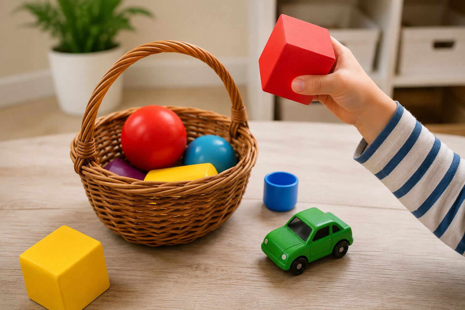 Enfant jouant à une chasse aux couleurs